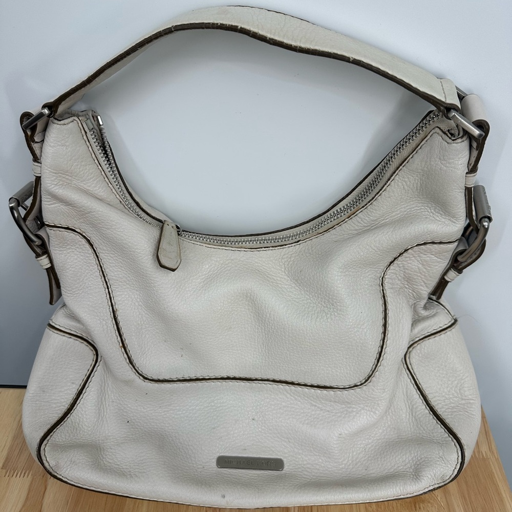 White Michael Kors Leather Shoulder Bag